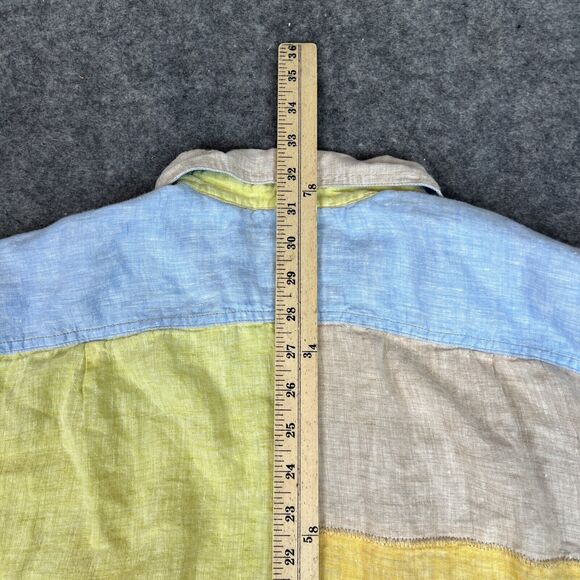 Territory‎ Ahead Shirt Mens XLT Multicolored Colorblock Linen Short Sleeve Patch - Picture 12 of 14